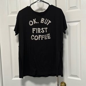 Old Navy Maternity Ok, But First Coffee Size M Black Tee Shirt Women's